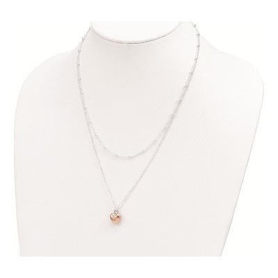Sterling Silver Beaded Heart Necklace – view 4