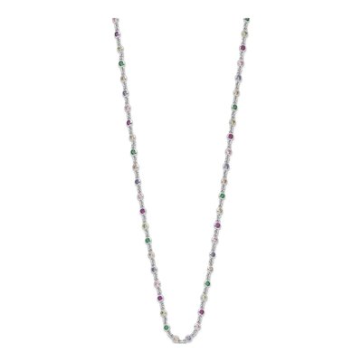 Sterling Silver CZ Multi-Color Choker Necklace – view 4