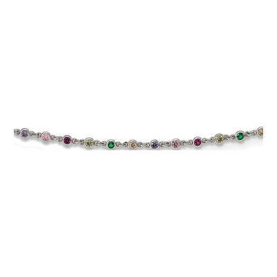 Sterling Silver CZ Multi-Color Choker Necklace