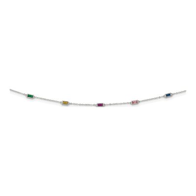 Sterling Silver CZ Multicolor Necklace