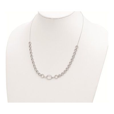 Sterling Silver CZ Fancy Link Necklace – view 3