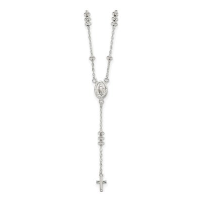 Sterling Silver Mary Cross Y-Drop Necklace