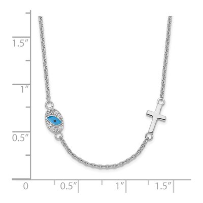 Sterling Silver CZ Cross Eye Pendant Necklace – view 3