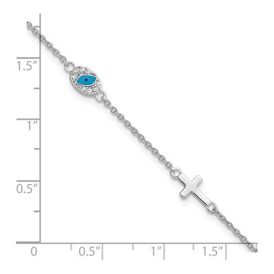 Sterling Silver CZ Cross Bracelet – view 3