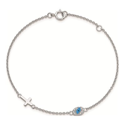 Sterling Silver CZ Cross Bracelet – view 4