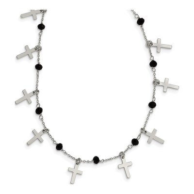 Sterling Silver Crystal Cross Pendant Necklace