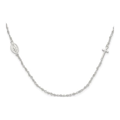 Sterling Silver Rosary Pendant Necklace