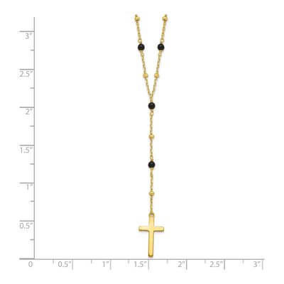 Gold-Plated Sterling Silver Onyx Beaded Cross Pendant Necklace – view 3
