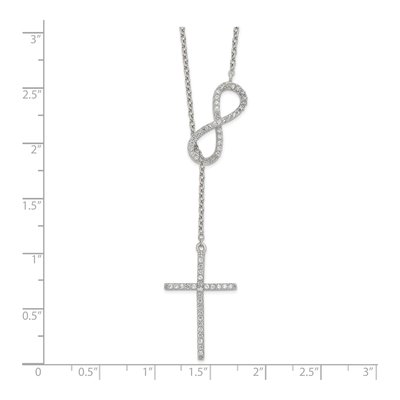 Sterling Silver CZ Cross Infinity Pendant Necklace – view 3