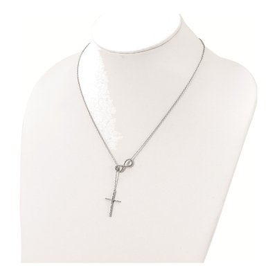 Sterling Silver CZ Cross Infinity Pendant Necklace – view 4
