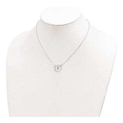 Sterling Silver CZ Cross Circle Pendant Necklace – view 4