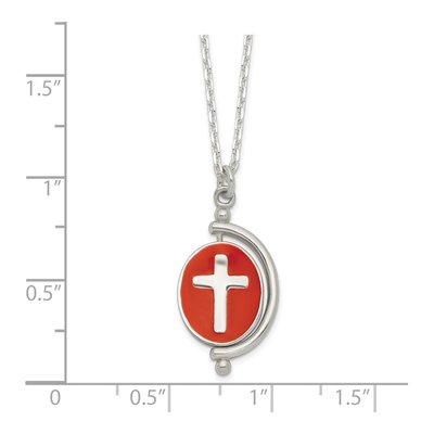 Sterling Silver Reversible Enameled Faith Cross Pendant Necklace – view 3