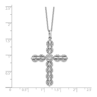 Sterling Silver CZ Cross Pendant Necklace – view 3