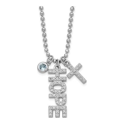 Sterling Silver CZ Cross Pendant Necklace