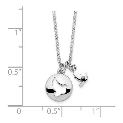 Sterling Silver CZ Dove Dangle Pendant Necklace – view 3