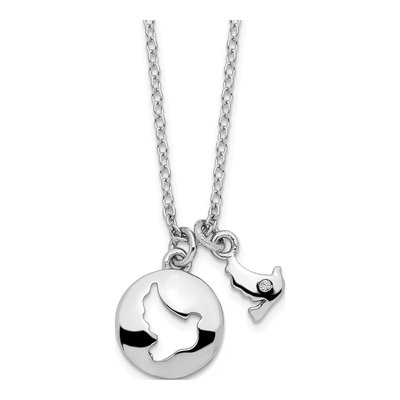 Sterling Silver CZ Dove Dangle Pendant Necklace