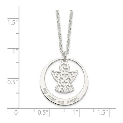 Sterling Silver My Mom Angel Pendant Necklace – view 3