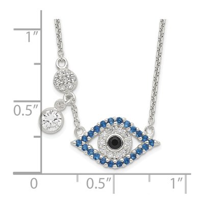 Sterling Silver CZ Evil Eye Pendant Necklace – view 3