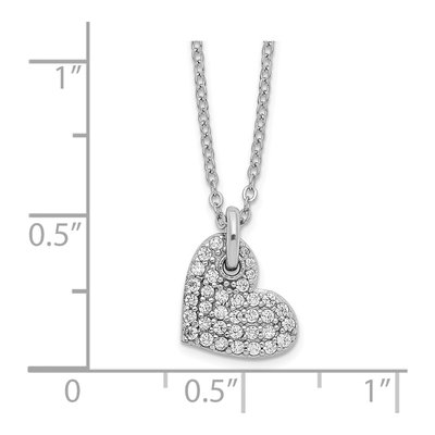 Sterling Silver CZ Heart Pendant Necklace – view 3