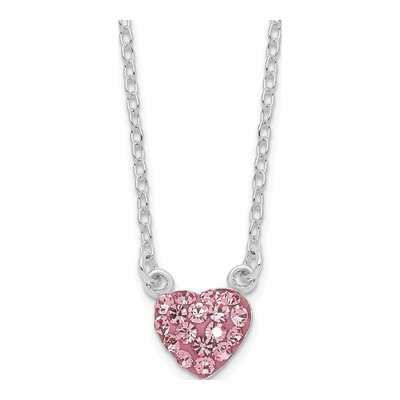 Sterling Silver Crystal Heart Pendant Necklace