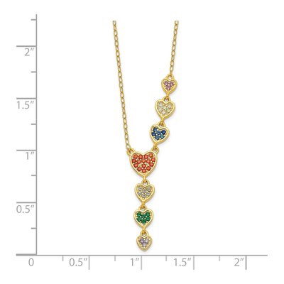 Gold-Plated Sterling Silver CZ Hearts Pendant Necklace – view 3