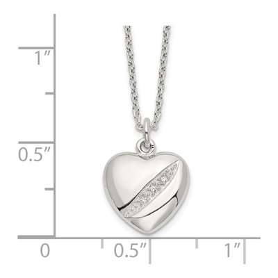 Sterling Silver CZ Heart Pendant Necklace – view 3