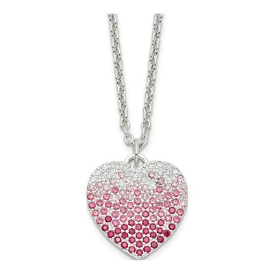 Sterling Silver CZ Heart Pendant Necklace