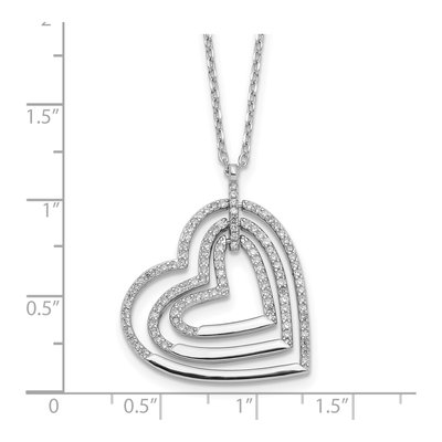 Sterling Silver CZ Triple Heart Pendant Necklace – view 3