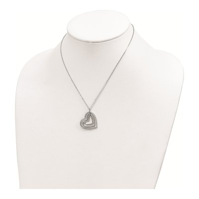 Sterling Silver CZ Triple Heart Pendant Necklace – view 4