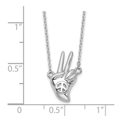 Sterling Silver Peace Sign Hand Pendant Necklace – view 3