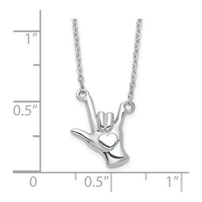 Sterling Silver 'i Love You' Hand Sign Pendant Necklace – view 3