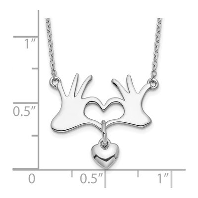 Sterling Silver Hands Heart Pendant Necklace – view 3
