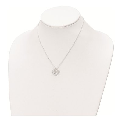 Sterling Silver CZ Hands Heart Pendant Necklace – view 4