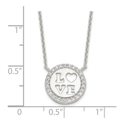 Sterling Silver CZ Love Pendant Necklace – view 3