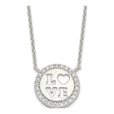 Sterling Silver CZ Love Pendant Necklace