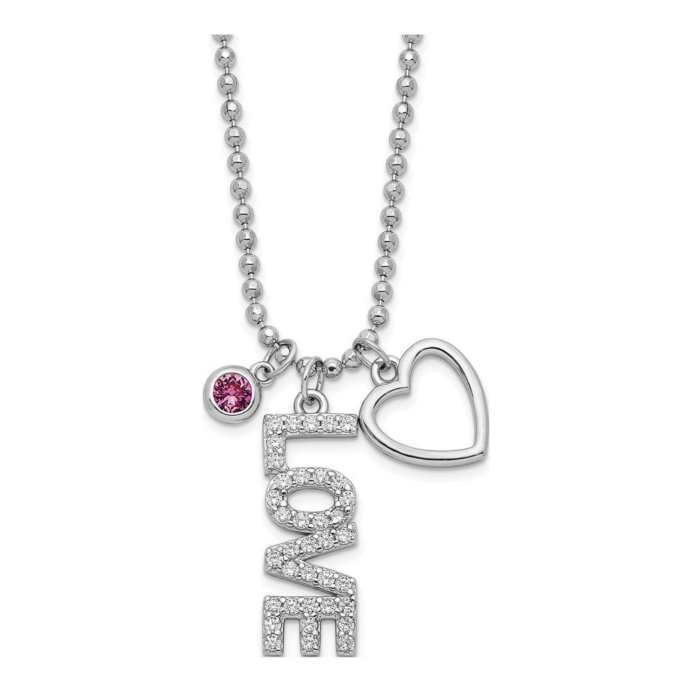 Sterling Silver CZ Heart Pendant Necklace