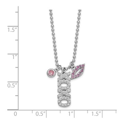 Sterling Silver CZ XOXO Lips Pendant Necklace – view 3