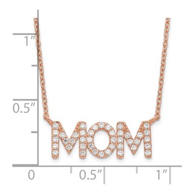 Rose Gold-Plated Sterling Silver CZ MOM Pendant Necklace – view 3