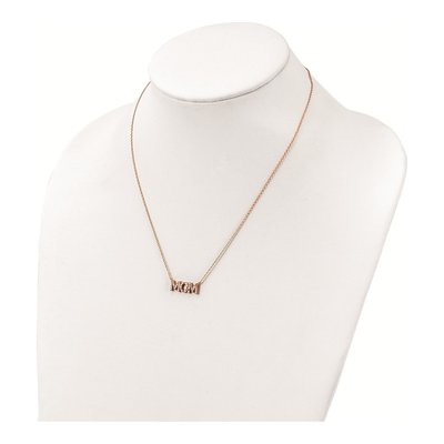 Rose Gold-Plated Sterling Silver CZ MOM Pendant Necklace – view 4