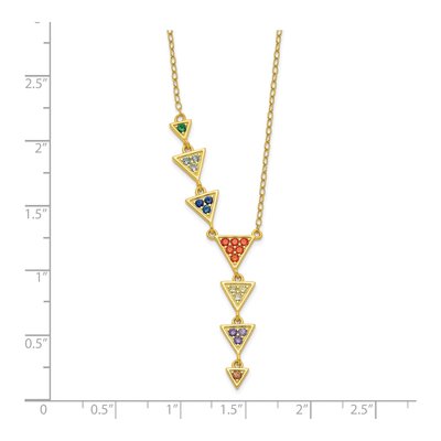 Gold-Plated Sterling Silver CZ Multicolor Pendant Necklace – view 3