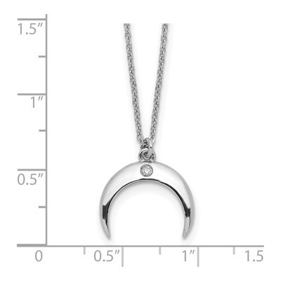 Sterling Silver CZ Moon Necklace – view 3