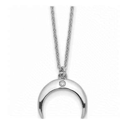 Sterling Silver CZ Moon Necklace