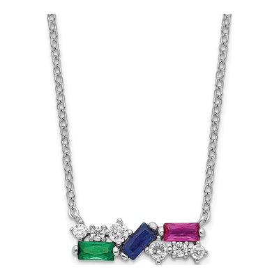 Sterling Silver CZ Multi-Color Necklace
