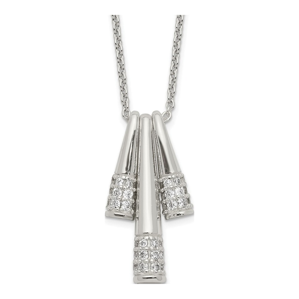 Sterling Silver CZ Fancy Necklace, 18 In