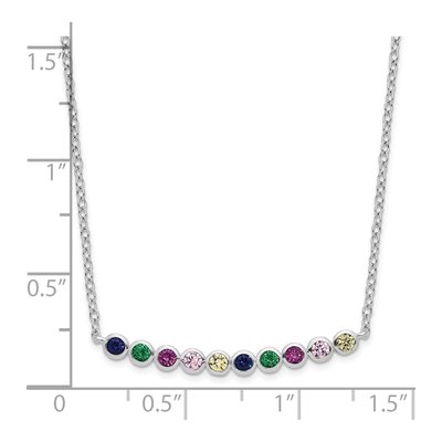Sterling Silver CZ Multi-Color Bar Necklace – view 3