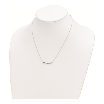 Sterling Silver CZ Multi-Color Bar Necklace – view 4