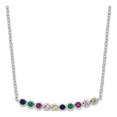 Sterling Silver CZ Multi-Color Bar Necklace
