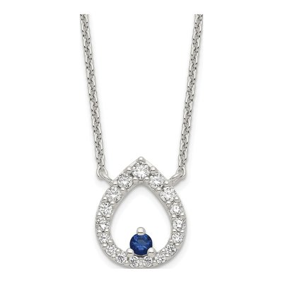 Sterling Silver CZ Teardrop Necklace