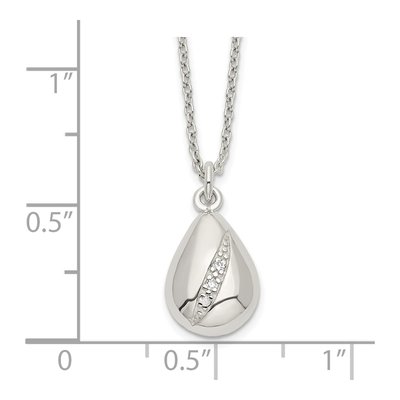 Sterling Silver CZ Teardrop Necklace – view 3