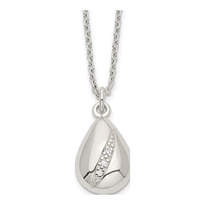 Sterling Silver CZ Teardrop Necklace